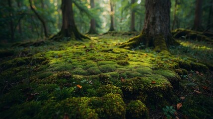 Fototapeta premium Lush Moss Forest Floor Natural Green Landscape