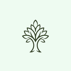 Elegant minimalist tree silhouette icon, representing nature, growth, and sustainable design
