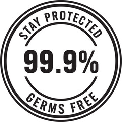 Fototapeta premium 99.9 Percent Germs Free Protection Badge Hygiene Disinfection Quality Seal