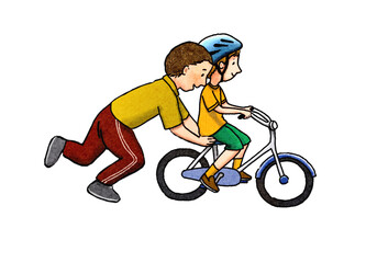 Naklejka premium Two Boys Biking