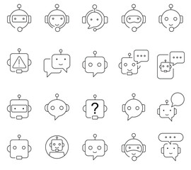 Obraz premium Chatbot thin line icons. Editable stroke. Pixel perfect. stock illustration Icon Symbol, Chatbot, Robot, Outline, Artificial Intelligence