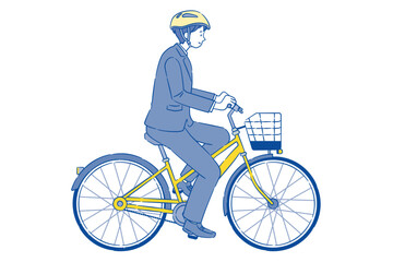 自転車に乗る男子学生 2C