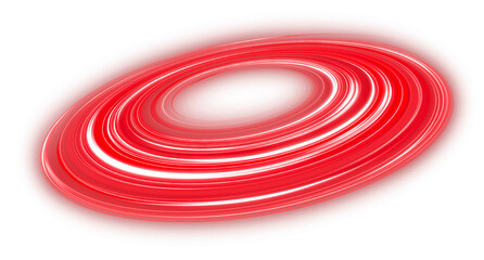 Abstract Red Light Ripple Spiral Wave Isolated on Transparent Background