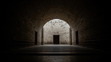 Obraz premium Dark Tunnel Architecture With Light From Above
