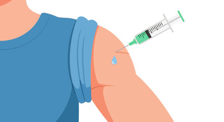 Medical Injection Illustration of Arm Receiving Syringe Close-up © Avra