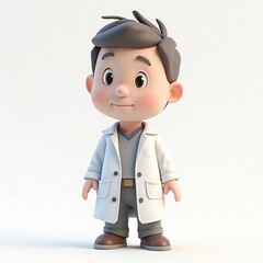 粘土スタイル男性医師の人物キャライラスト