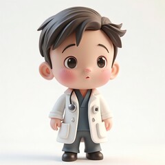 かわいい二頭身の男性医師ちびキャラ