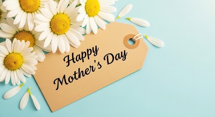 Naklejka premium Happy mother's day wishes with beautiful daisies and card