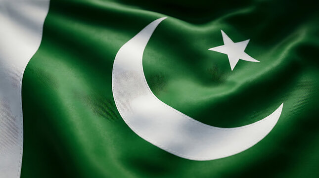 Waving Pakistan Flag Close Up &ndash; National Patriotic Background for Pakistan Day 23 March