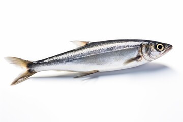 Fototapeta premium Fresh atlantic herring fish presenting a silver body on a clean white background