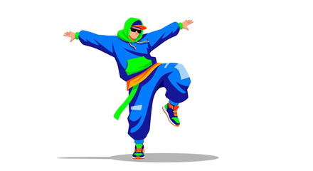 Martial artist performing a dynamic kick in a blue uniform with a green belt, captured from a front viewpoint © Avra