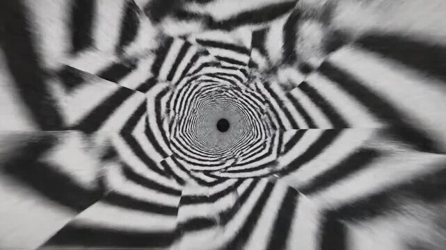 Stunning black and white optical illusion with spiral pattern