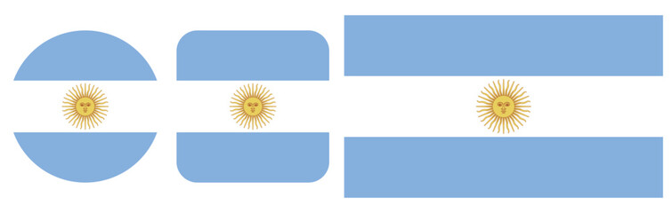 A set of icons depicting the flag of Argentina, vector graphics, on a transparent background. © HasVID