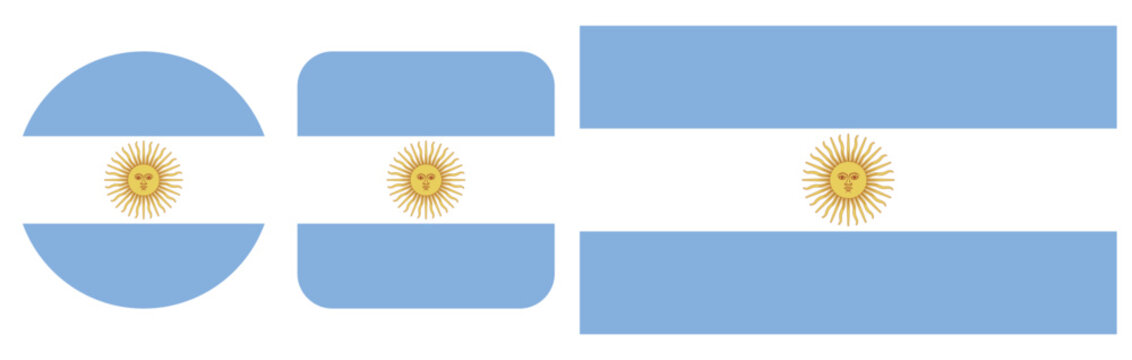 A set of icons depicting the flag of Argentina, vector graphics, on a transparent background.
