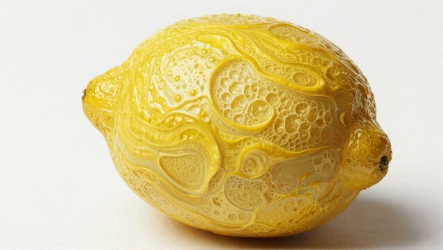 Bubbly yellow object with intricate patterns