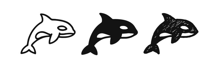 Hand Drawn Killer Whale and Orca Icon Set © ICONS FOR YOU