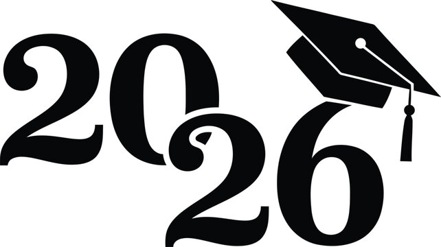 2026 graduation year logo with cap