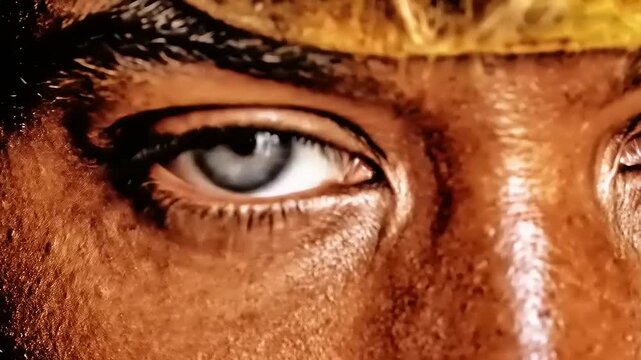 Close up of a mans eyes.
