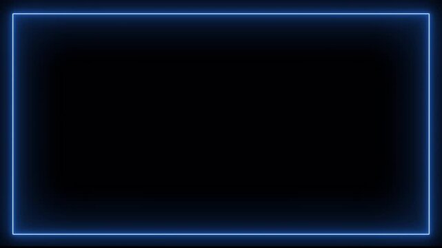 Blue Neon HUD Square Double Line Frame Border Futuristic Digital Interface Screen Overlay Loop Titles Text Information Display Alpha Channel Transparent Background 4K Animation
