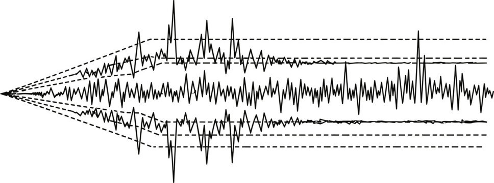 Seismic data visualization chart with irregular wave patterns