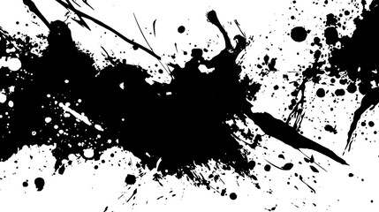 Obraz premium Black Ink Splash and Grunge Paint Splatter Background, Abstract Vector Texture