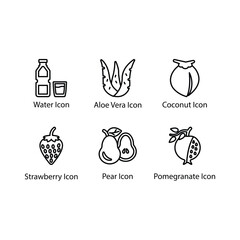 Water, Aloe Vera, Coconut, Strawberry, Pear, Pomegranate, icon
