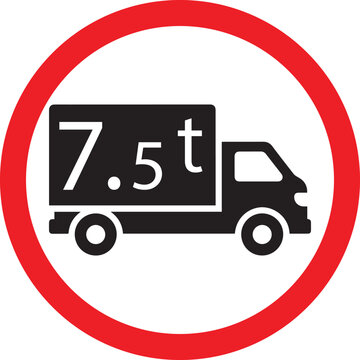 7.5t weight limit road traffic sign vector, maximum gross weight restriction for heavy vehicles