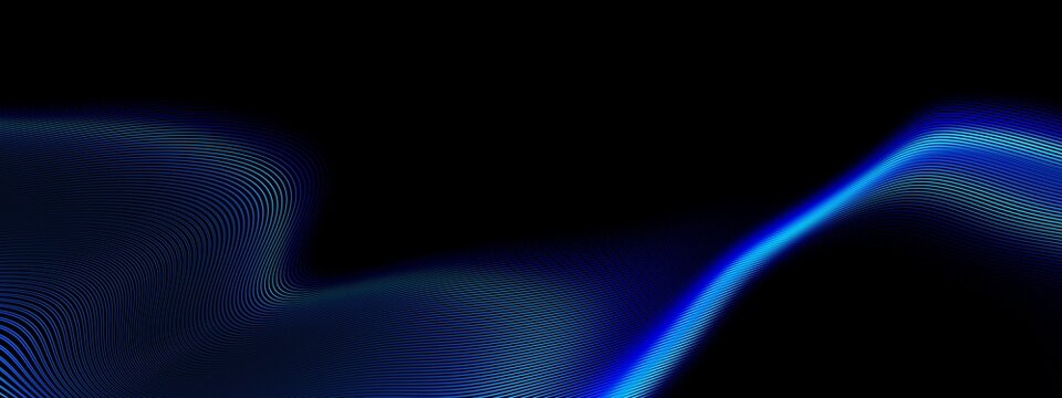 beautiful abstract wave technology black background with blue light digital effect corporate concept