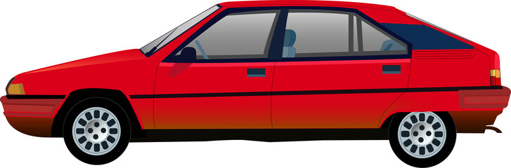 Véhicule de collection, de couleur rouge, de profil © guitou60