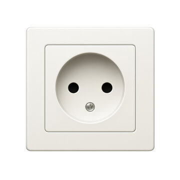White electrical wall power outlet with transparent background