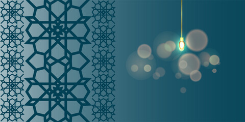 Ramadan Kareem greeting card. Ramadan Kareem islamic blue background. © taufik