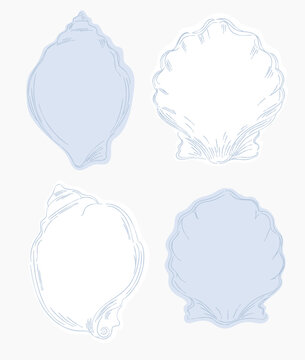 Mediterranean Shell Shape Frames Set &ndash; Vintage Coastal Wedding, Save the Date Card Template