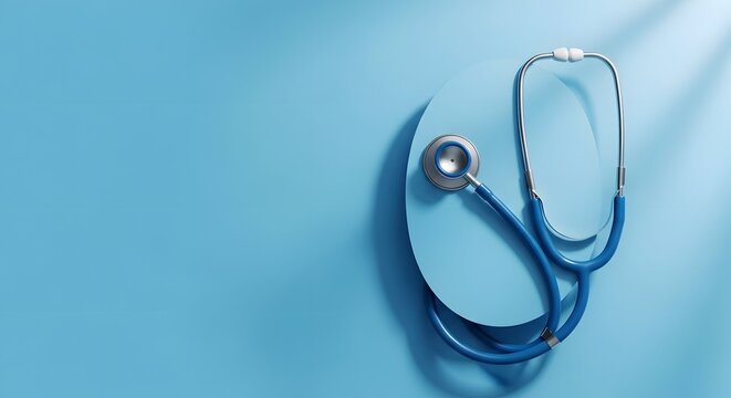 Easter medical concept with stethoscope on blue background symbolizing health
