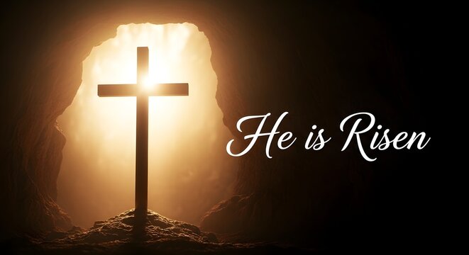 Easter cross symbolizing resurrection and hope on easter sunday morning