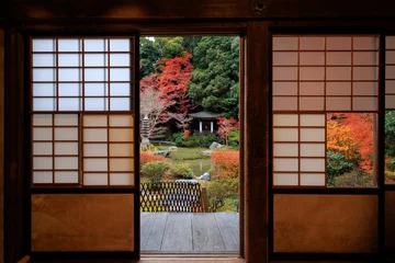 Traditional japanese garden with autumn foliage from temple © Stéphane Bidouze