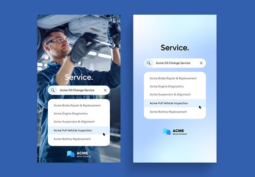 Search Suggestion Ad Concept Template with Autocomplete Bar Banner for Marketing Advertisements