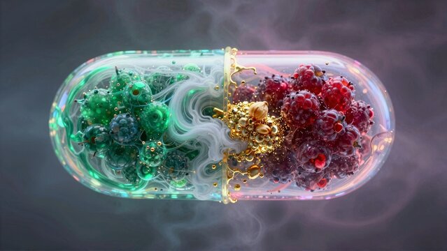 A futuristic glass cylinder containing a complex fusion of colors and elements, possibly representing energy or advanced technology