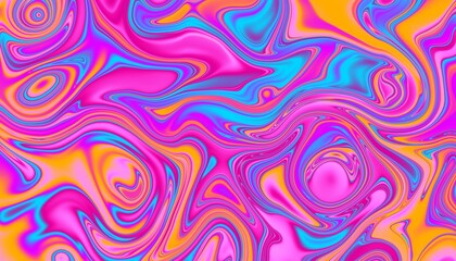 Obraz premium Rainbow swirling pattern with vivid neon pink, orange and blue tones. Excellent for vibrant print design, retro-futuristic UI or energetic abstract backdrops. Vibrant graphic abstract wallpaper