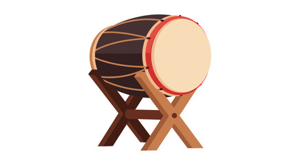 Traditional drum on a wooden stand, percussion instrument, cultural heritage, music, rhythm, entertainment.