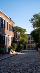 Fototapeta premium Historic Colonial Buildings Framing a Charming Street in Boston, Massachusetts