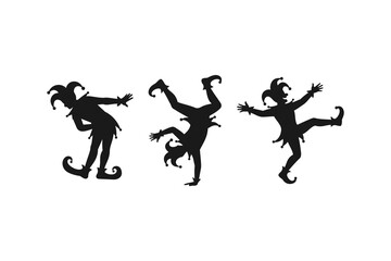 court jester silhouette pose set