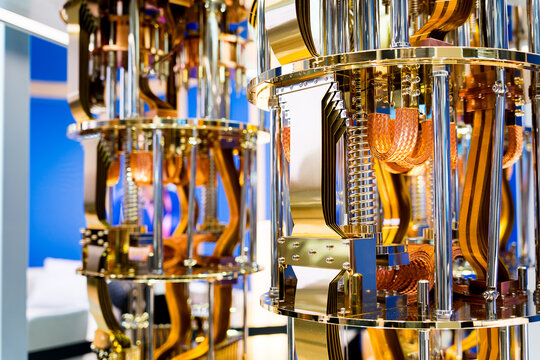 close up of quantum computer system, new advanced and innovative computing technology for data processing