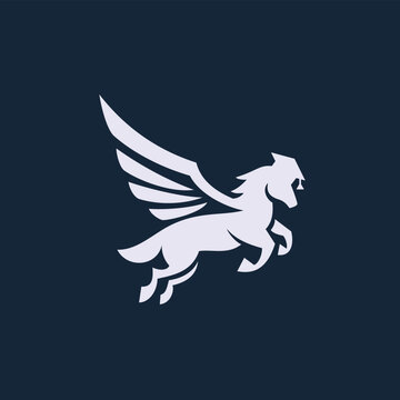 a silhouette of a flying pegasus with a graduation cap logo