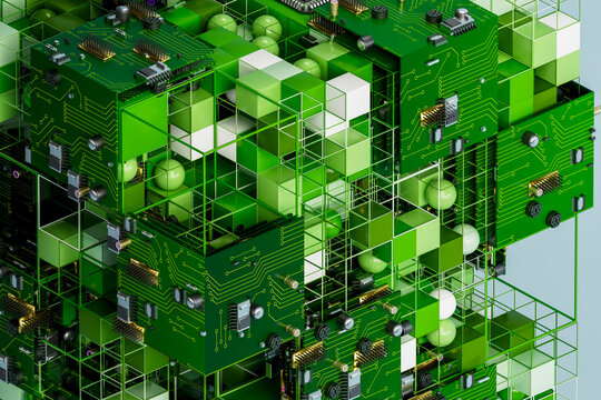 3D Green Circuit Block in transparent grid architecture