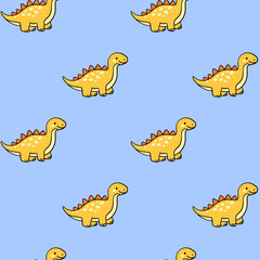 Cute Dinosaur Seamless Pattern with Cartoon Dino on Background  © Olga