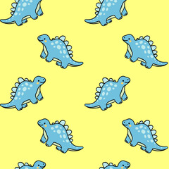 Cute Dinosaur Seamless Pattern with Cartoon Dino on Background  © Olga