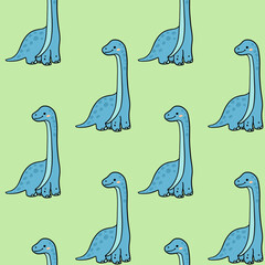 Cute Dinosaur Seamless Pattern with Cartoon Dino on Background  © Olga