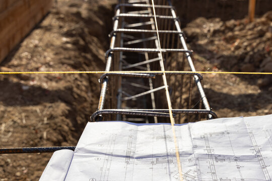 Rebar Framework with Architectural Blueprints