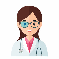 Fototapeta premium Female doctor with glasses and stethoscope smiling illustration