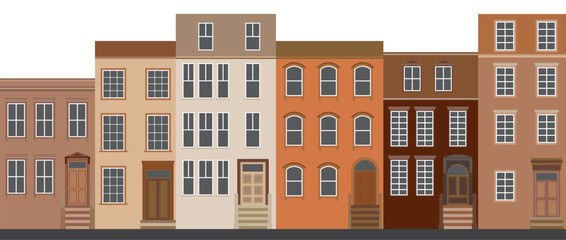 Naklejka premium old building in the city. european exterior. old town houses panorama.